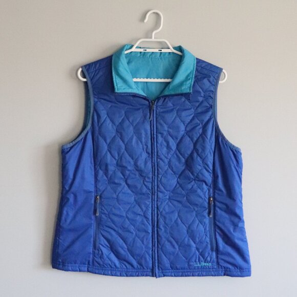 L.L. Bean Womens Blue Lrg Reversible Insulated Quilted Full Zip Lightweight Vest - Picture 1 of 16
